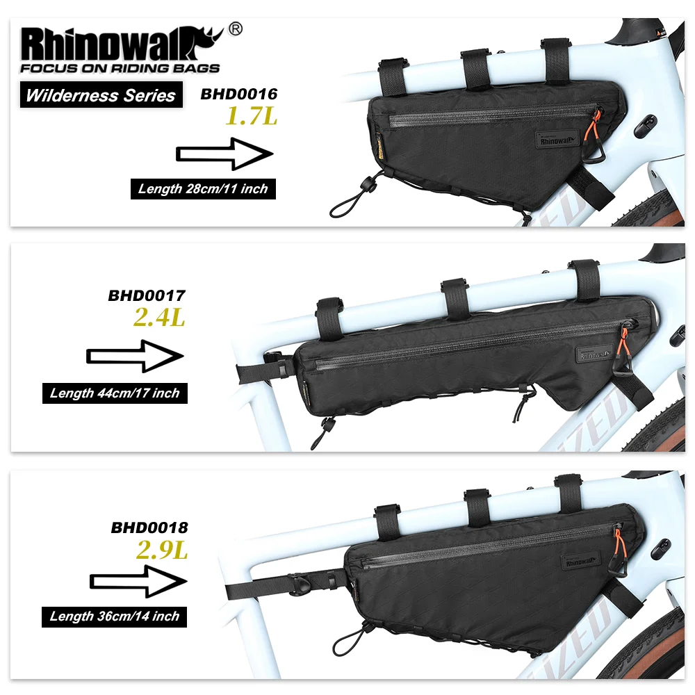 Rhinowalk Bike Triangle Tube Bag Water-Resistant 1.7L/2.4L/2.9L Cycling Frame Bag For MTB&Road Bike Crossbeam Storage Pack