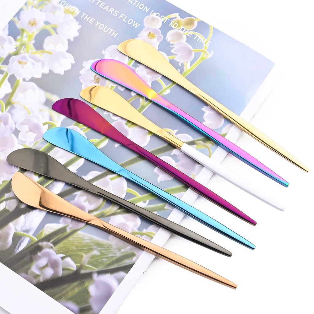 6Pcs Stainless Steel Butter Knife Mirror Cheese Dessert Butter Jam Cream Spreaders Tool Utensil Cutlery Dessert Knifes