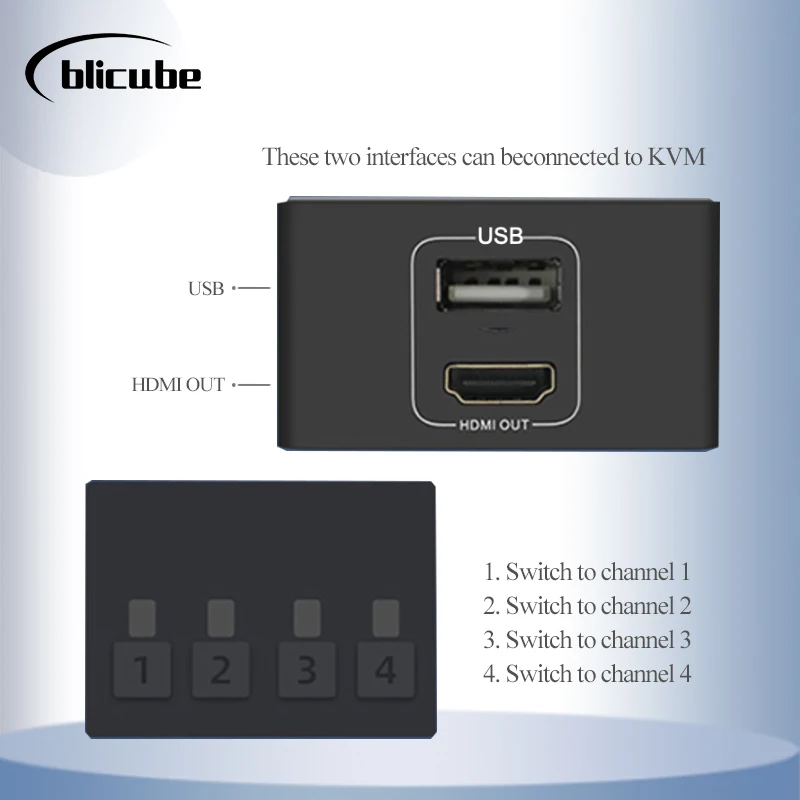 PiKVM BLIKVM HDMI Switch KVM Laptop Bersama Konverter Empat Port 4 In 1 Out Tampilan Keyboard Mouse USB