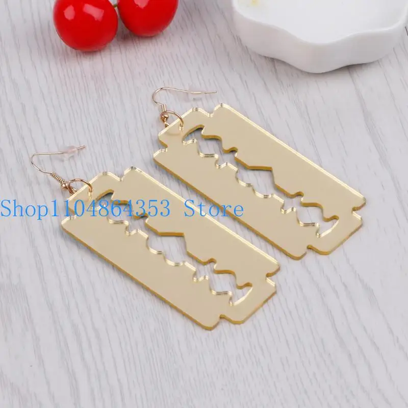 652F 2pairs Unique for Razor Earrings Color Earrings for Women Men Gothic Fashion Ear Jewelry