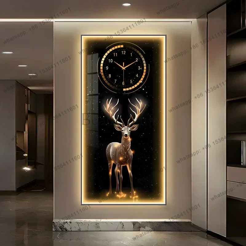 Modern Led Light Luminous Living Room Corridor Hanging Painting Wall Clock Home Decor Items Large Wall Clock Watches Clocks