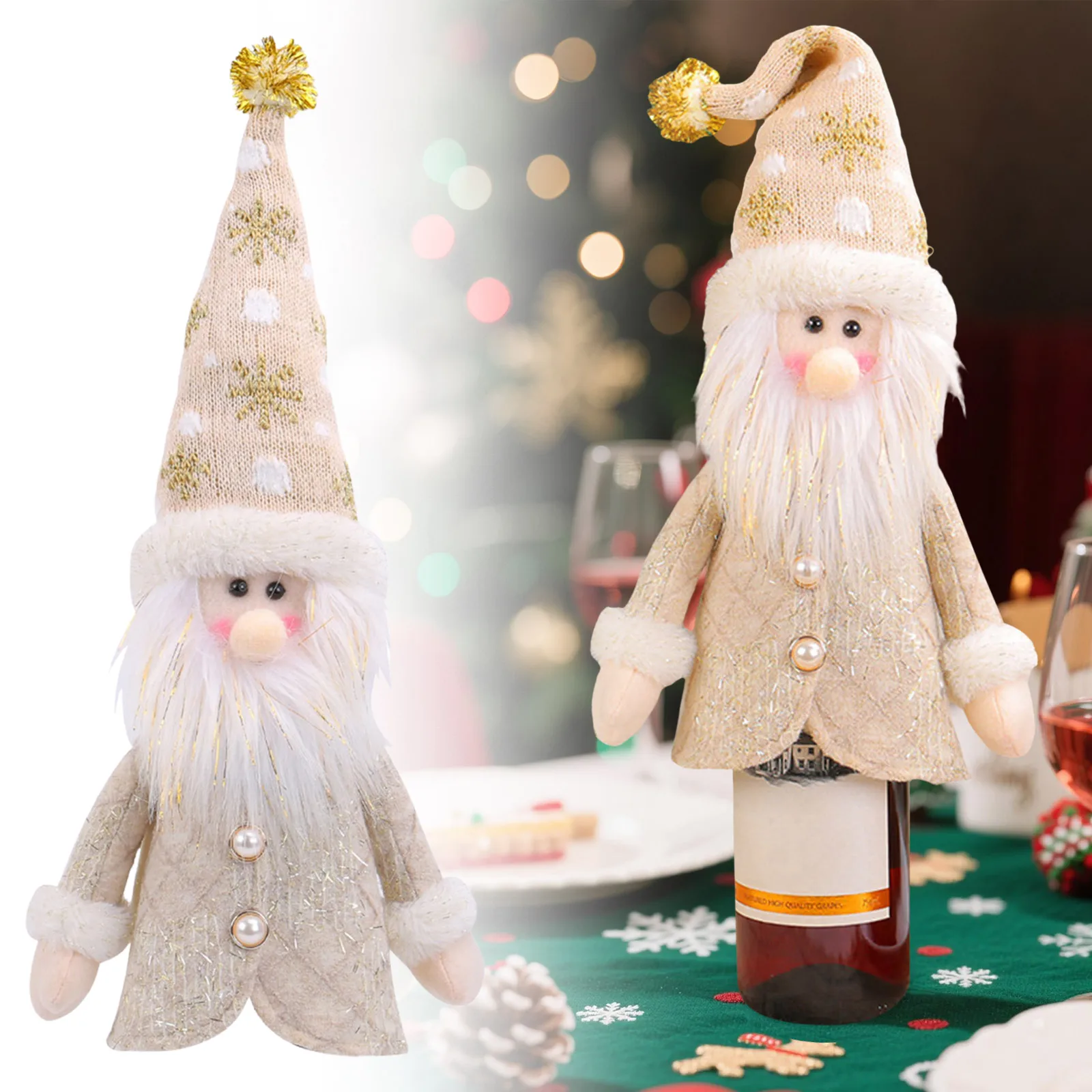 Witty H Copri bottiglia di vino Design bambola di Natale Topper per vino Bottiglie di champagne natalizie Topper Cover Birra H Film Classico caldo