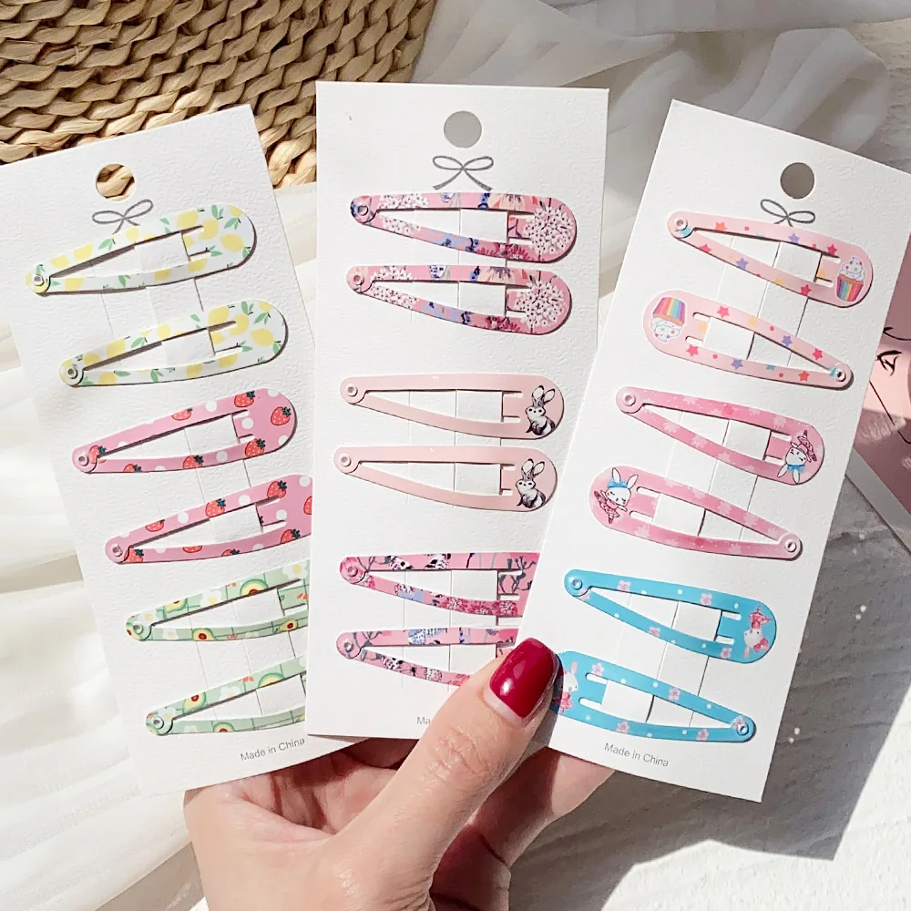 

6/10PCS New Cute Cartoon Heart Type Metal Candy Color Baby BB Clips Girls Hairpins Hair Clip Kids Headwear Children Accessories