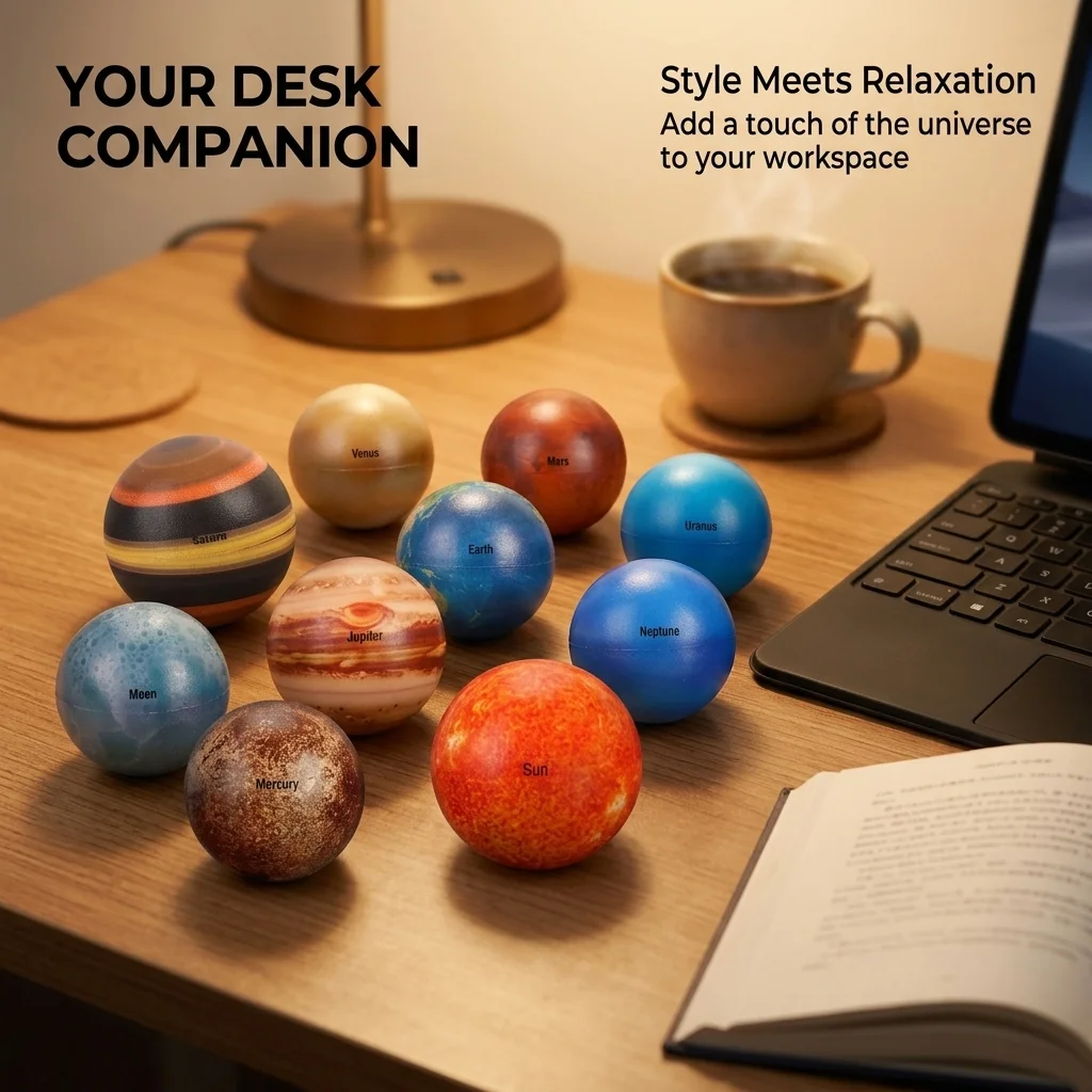 10Pcs PU Planet Space Ball Stress Relief Toys Creative Cognitive Educational Toy Portable Relaxing Ball For Party Game Gift