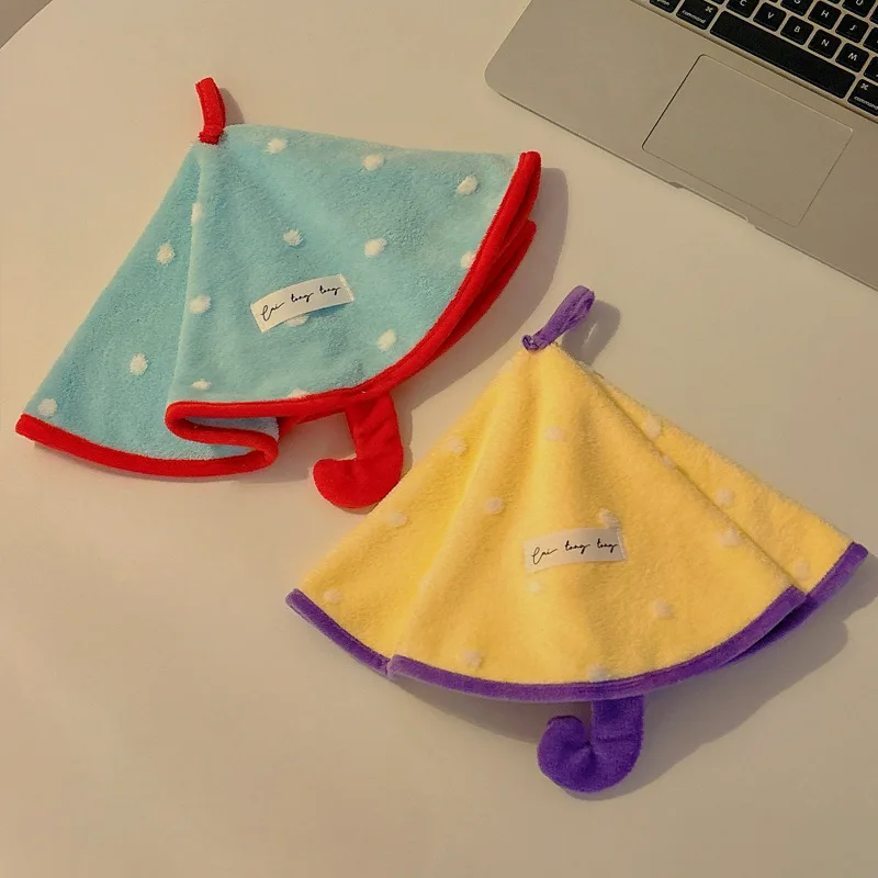 Cute Handkerchief Bathroom Kitchen Hanging Small Umbrella Coral Fleece Super Absorbent Thickened Ultra Soft Hand Hand Towel