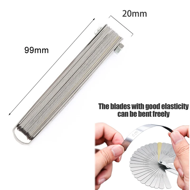 New 32 Blades Feeler Gauge Accuracy 0.04-0.88mm Thickness Gap Gauges Stainless Steel Feeler Metric Imperial Gap Measuring Tool