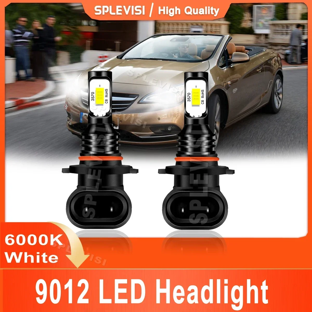 

2Pcs Car Light 9012 70W 8000LM Pure White Compatible For Vauxhall Cascada 2013 2014 2015 2016 2017 2018 2019 Led Headlight