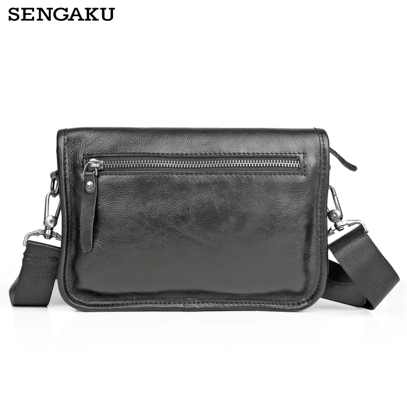 Genuine Leather Men\'s Shoulder Bag Fashion Daily Crossbody Messenger Bags for Male Portable Storage Sling Bag