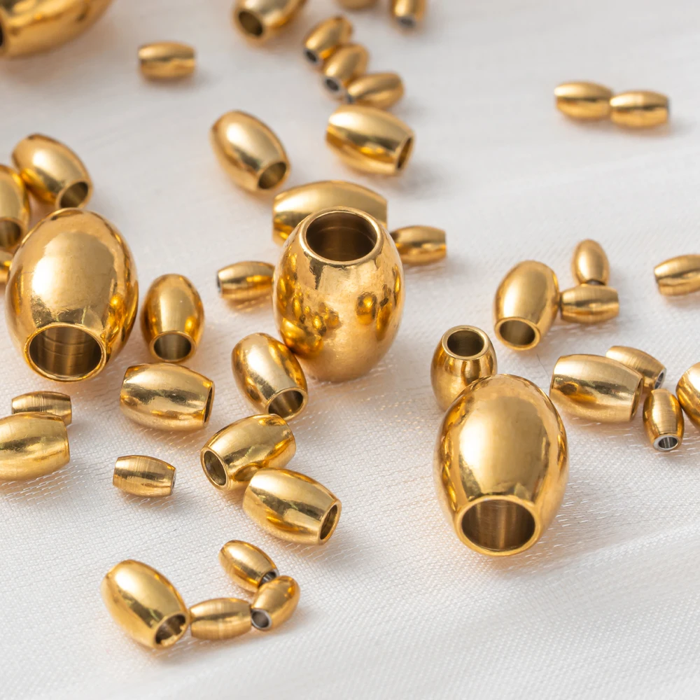 20 قطعة ثقب كبير الفولاذ المقاوم للصدأ برميل خزر عازل مصقول المعادن البيضاوي سحر فضفاض صالح الأوروبي سلسلة سوار صنع المجوهرات #1