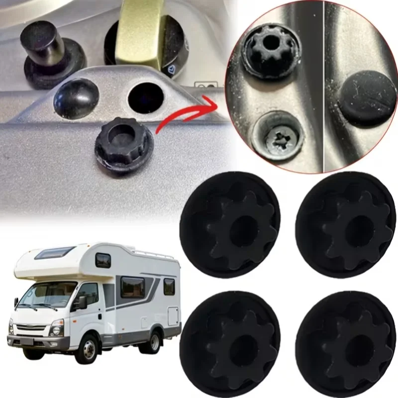 4pcs Caravan RV Screw Cap Covers For Smev Dometic Black Cog Sink Hob Cooker Silicone Rubber Motorhome Parts