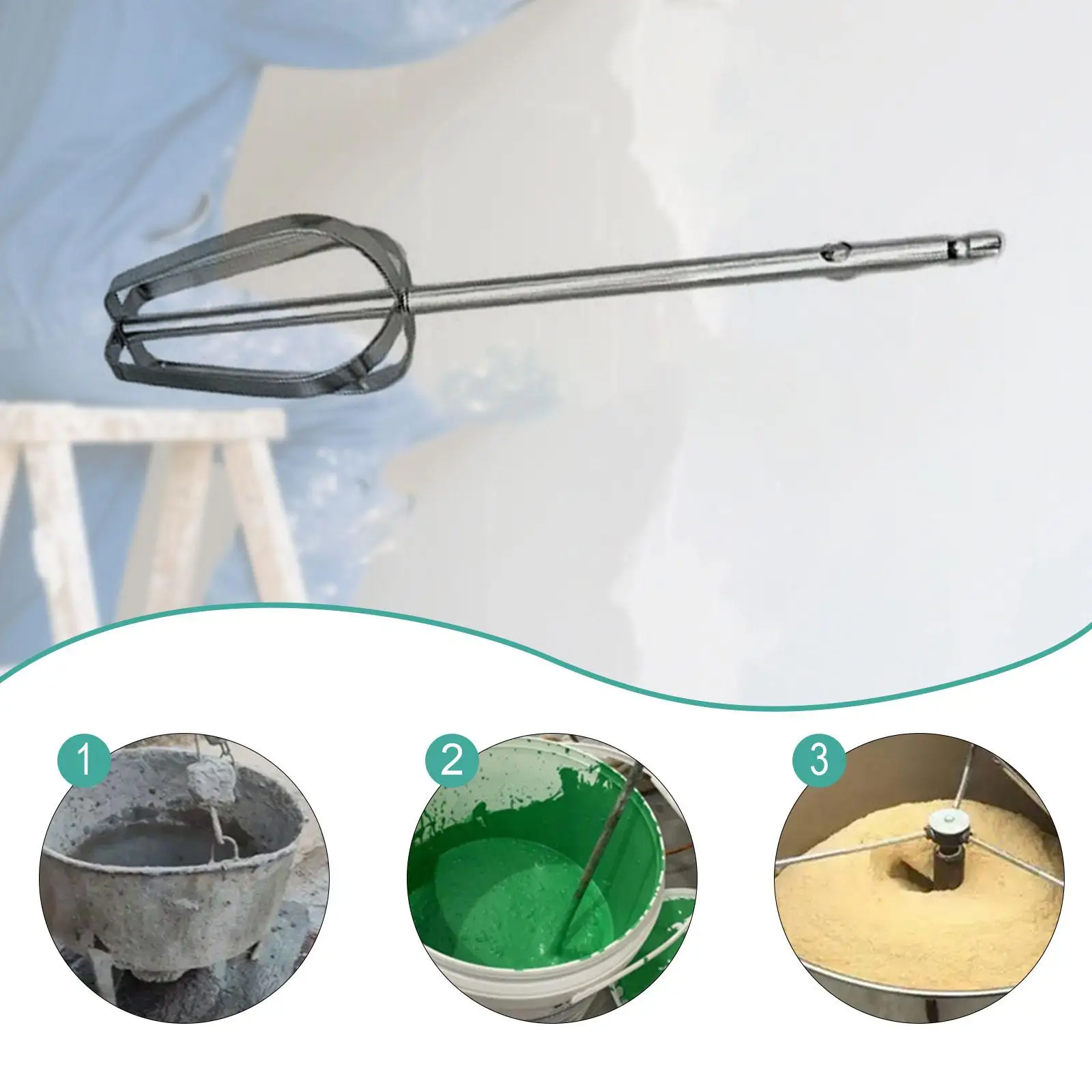 Concrete Stirring Rod Stainless Steel for Electric Drill Paint Mixer Attachment Cement Tool for DIY Home Garden Epoxy Project