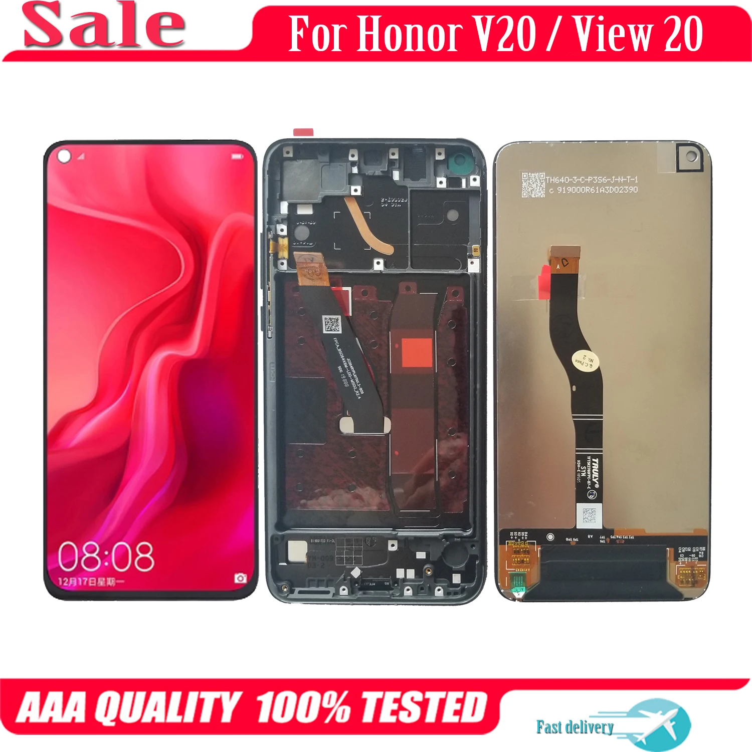 For Honor View 20 LCD PCT-AL10 PCT-TL10 PCT-L29 Display Touch Screen Digitizer