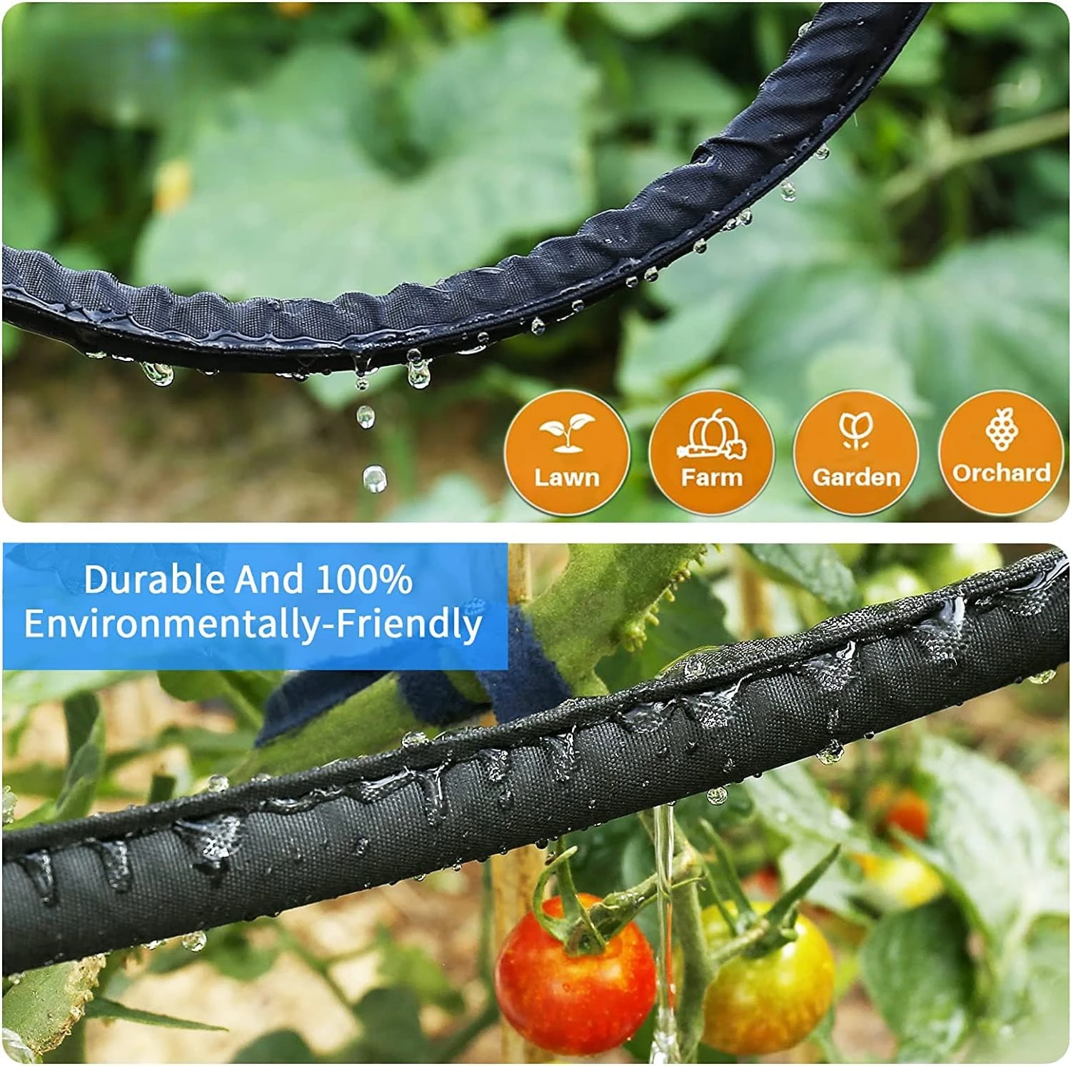 2024 Flat Soaker Hose 100 ft with Stakes for Garden, 50ft x 2 Linkable Drip Hose Diy Automates Garden Irrigation System