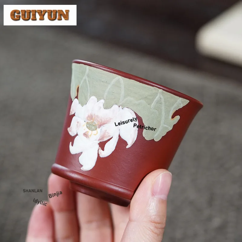 150 مللي Yixing الأرجواني الطين Dahongpao الطين لوتس فنجان الشاي زن وعاء الشاي كوب لطيف الشاي تذوق رائحة كوب Chazhan ماستر أكواب الحرفية #1