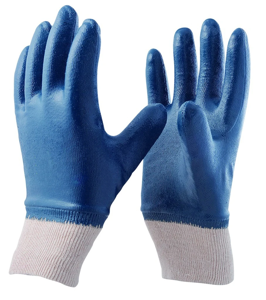 Work Gloves Heavy Duty Blue Nitrile Safety Mittens Cotton Jersey Oil Gas Water Proof Insulated Thermal Anti Cold Premium