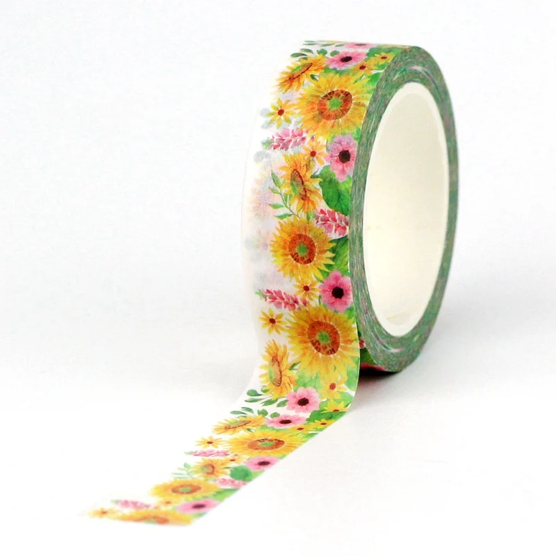 Ruban adhésif Washi décoratif pour scrapbooking, fleur rose et tournesol, licence, ruban de masquage, mignon, nouveau, 2023, 1 pièce, 10m