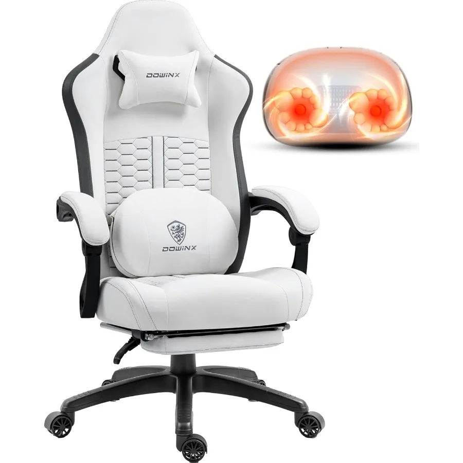 Gaming Chair with Heated Massage Lumbar Support Ergonomic Gaming Computer Chairs with Footrest and Pocket Spring Cushion Big an