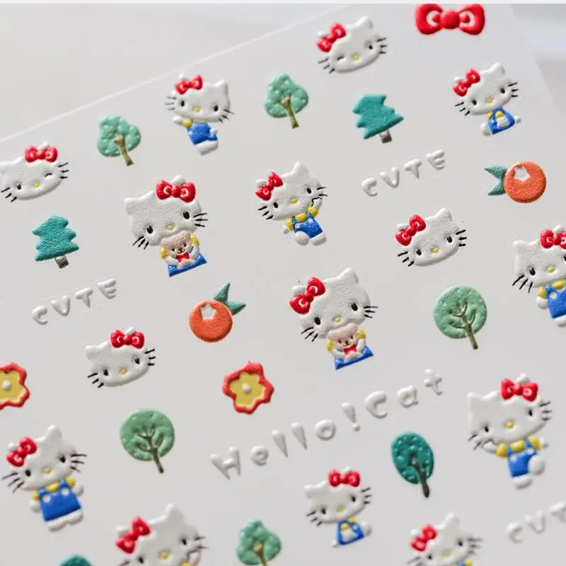 5D エンボス加工 サンリオ サマー ハローキティ ネイルステッカー 漫画サンリオステッカー ネイルデコレーション DIY ハローキティステッカー