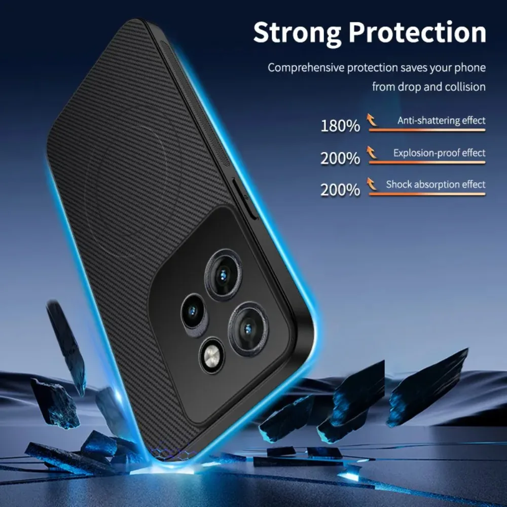 For Magsafe Magnetic Solid Color Carbon Fiber Bumper Case For Motorola Edge 70 50 60 Fusion Pro Ulltra Neo For Moto X70 Air Pro - view 3