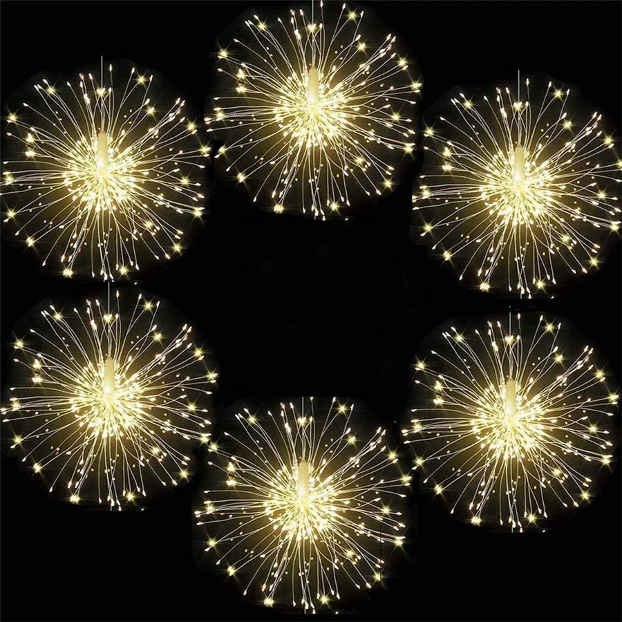 Creative 10 IN 1 1200LEDs Starburst String Lights 8 Modes Christmas Garland Fairy Firework Lights for Party Garden Decoration