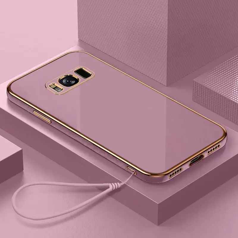 For Samsung Galaxy S8 Case Luxury Square Plating Galaxy S8 Plus Phone Case ShockProof Silicone Back Cover Fundas