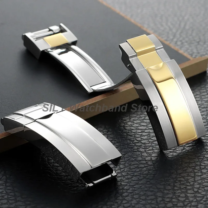 for Rolex Submariner Oysterflex Daytona GMT 9mm 16mm Stainless Steel Double Safety Fold Watch Buckles Solid Clasps Watch Button