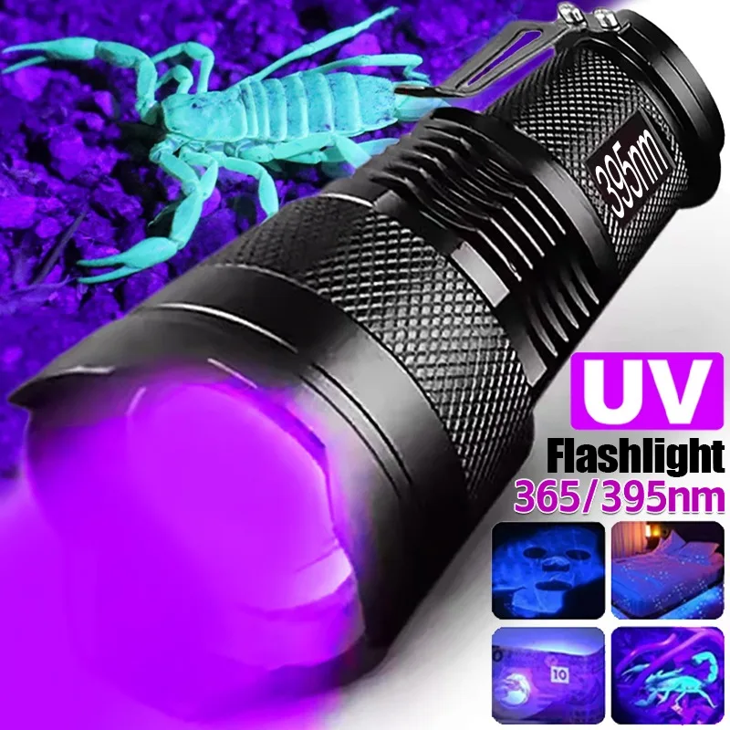 

UV Flashlight LED Ultraviolet Torch Zoomable Mini Ultra Violet Lights 395/365nm Inspection Lamp Pet Urine Stain Detector Tools