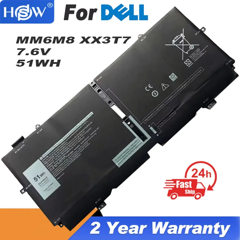 52TWH 7.6V 51WH Laptop Battery For Dell XPS 13 7390 2-in-1 Series Notebook P103G P103G001 P103G002 MM6M8 0MM6M8 XX3T7