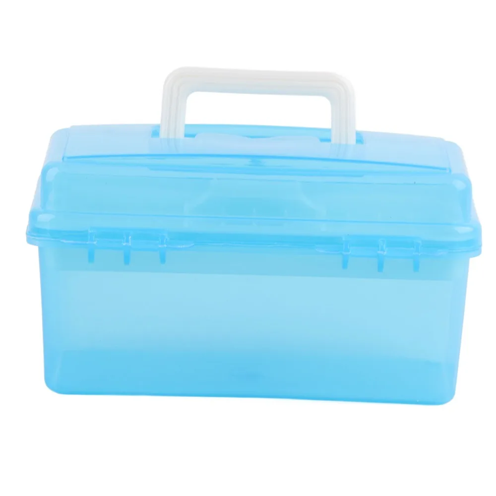 18x10x9.5cm Storage Container Bin Stackable Portable Craft Supply Organizer With Handle 2 Layer First Aid Box For Stationery