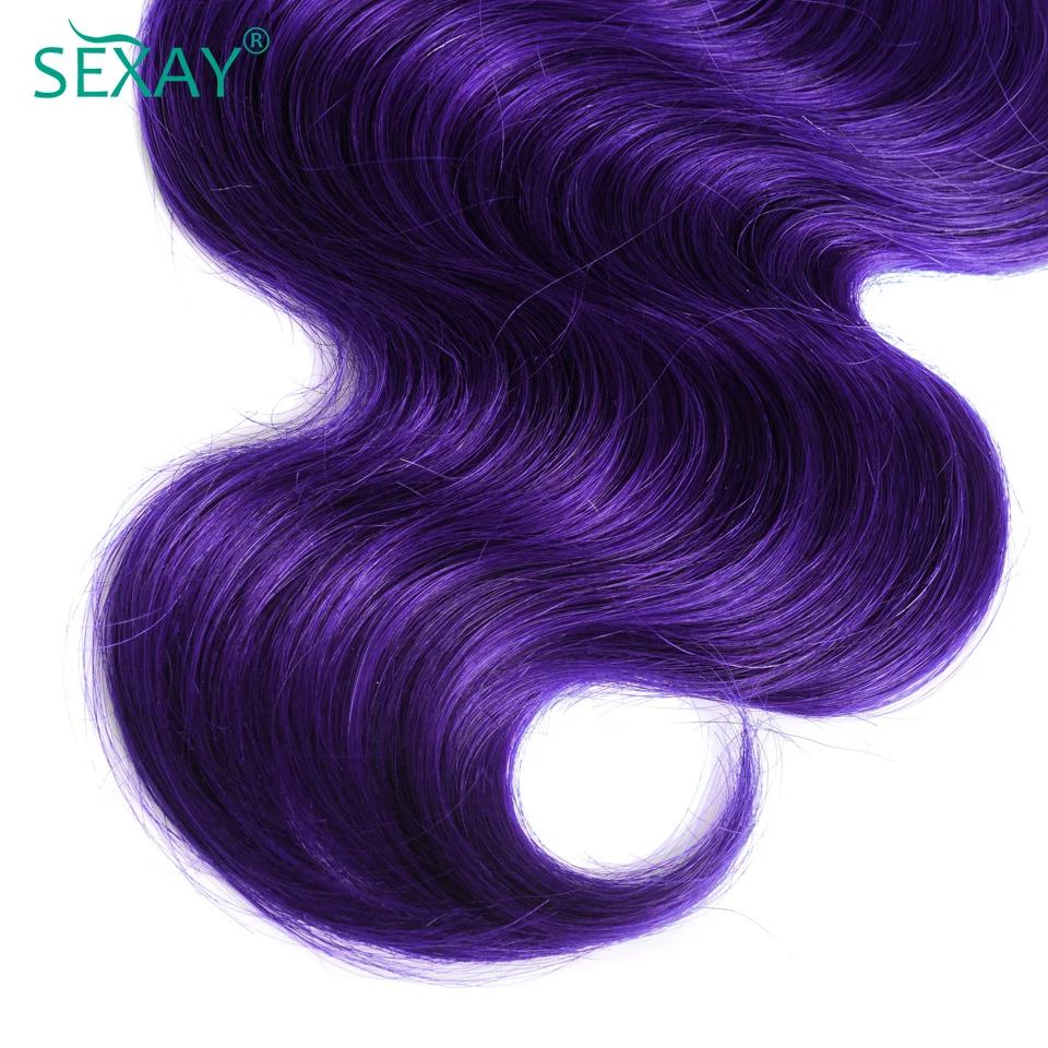 1B Paars Menselijk Haar Weave Bundels 1/3 Stuks Veel Braziliaanse Body Wave Ombre Paarse Kleur Menselijk Haar Inslag Bundels voor Zwarte Vrouwen