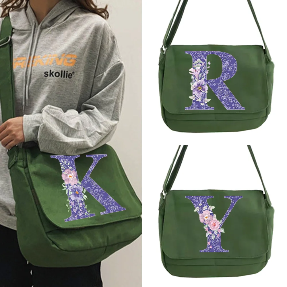 bolsas-transversais-femininas-2026-organizador-casual-com-estampa-floral-roxa-bolsa-tiracolo-simples-de-lona