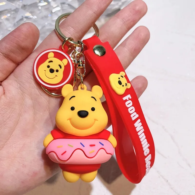 Cartoon Winnie the Pooh keychain pendant cute school bag pendant keychain cartoon couple silicone doll exquisite car keychain
