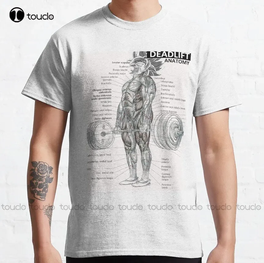 Deadlift Muscle Chart - Anatomy Diagram - Anime Gym Motivational Classic T-Shirt Mens Running Shirts Creative Funny Tee Xs-5Xl