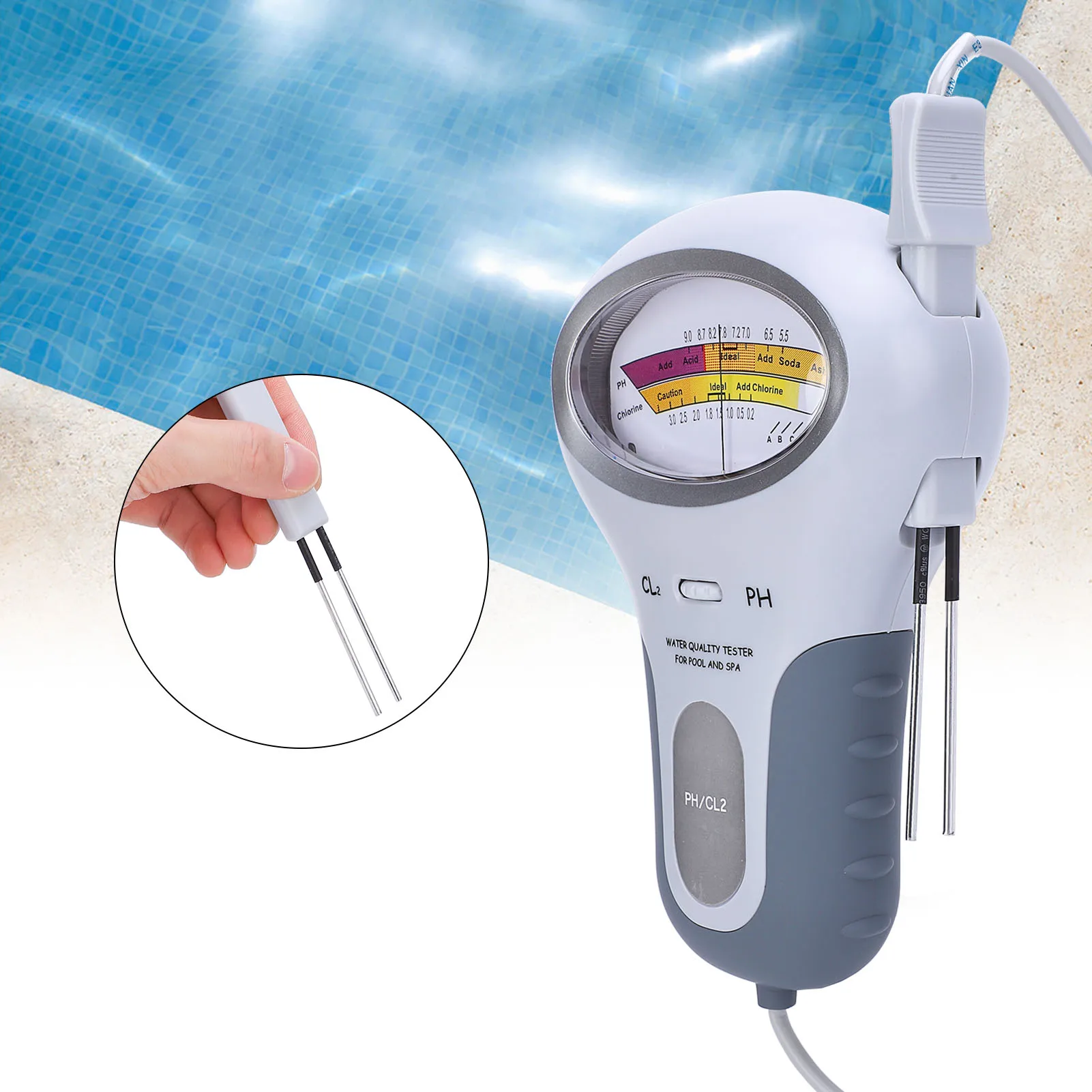 Probador de cloro para piscina, Analizador de calidad del agua con sonda, PC‑ 102 CL2