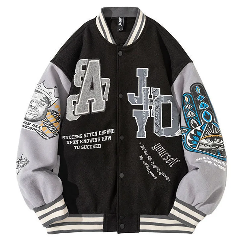 Men Women Letter Embroidery Varsity Jackets Japanese Thin Oversized Spring Autumn Baseball Jacket Coat Hip Hop Harajuku College