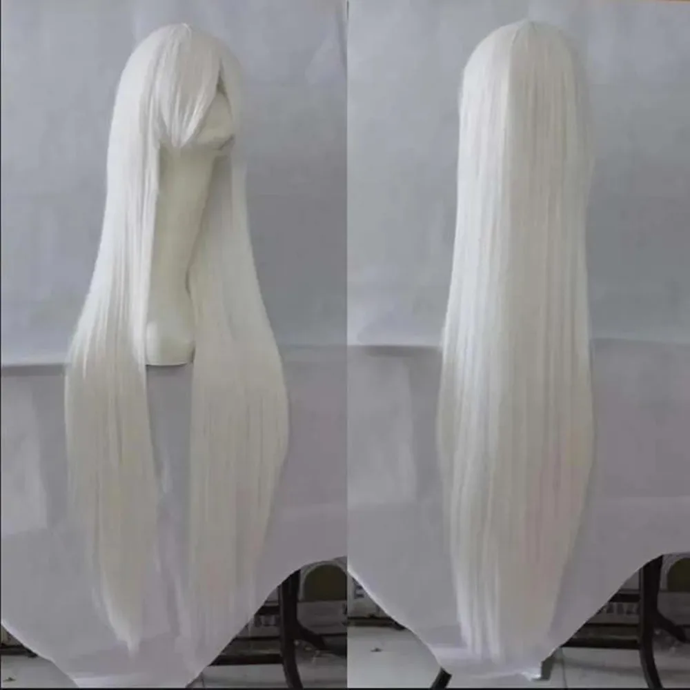 100cm Touhou Project Fujiwara no Mokou Long Cosplay Wigs White Synthetic Hair Wigs Anime
