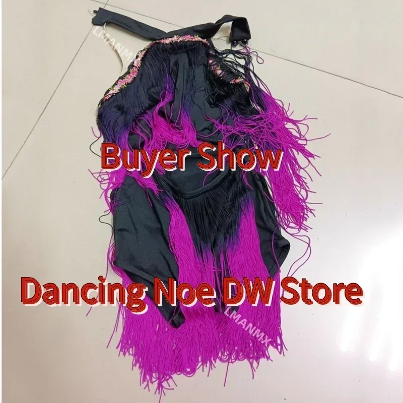 Gonne bambino latino sala da ballo Tango Dancewear New Pink Black Latin frange Costume da ballo ragazze nappe latine Dress