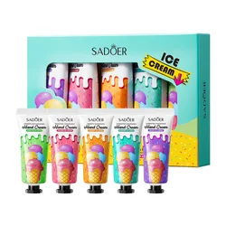5pcs/set Fruit Ice Cream Hand Cream Moisturizing Nourishing Brightening Hydrating Hand Creams Hands Skin Care Products Winter