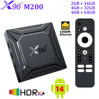 X96 M200 TV BOX Android 14 4G 64G Amlogic S905A 1000M LAN AV1 BT 2.4G&5G Dual Wifi Al-SR Smart Video Media Player Set Top Box