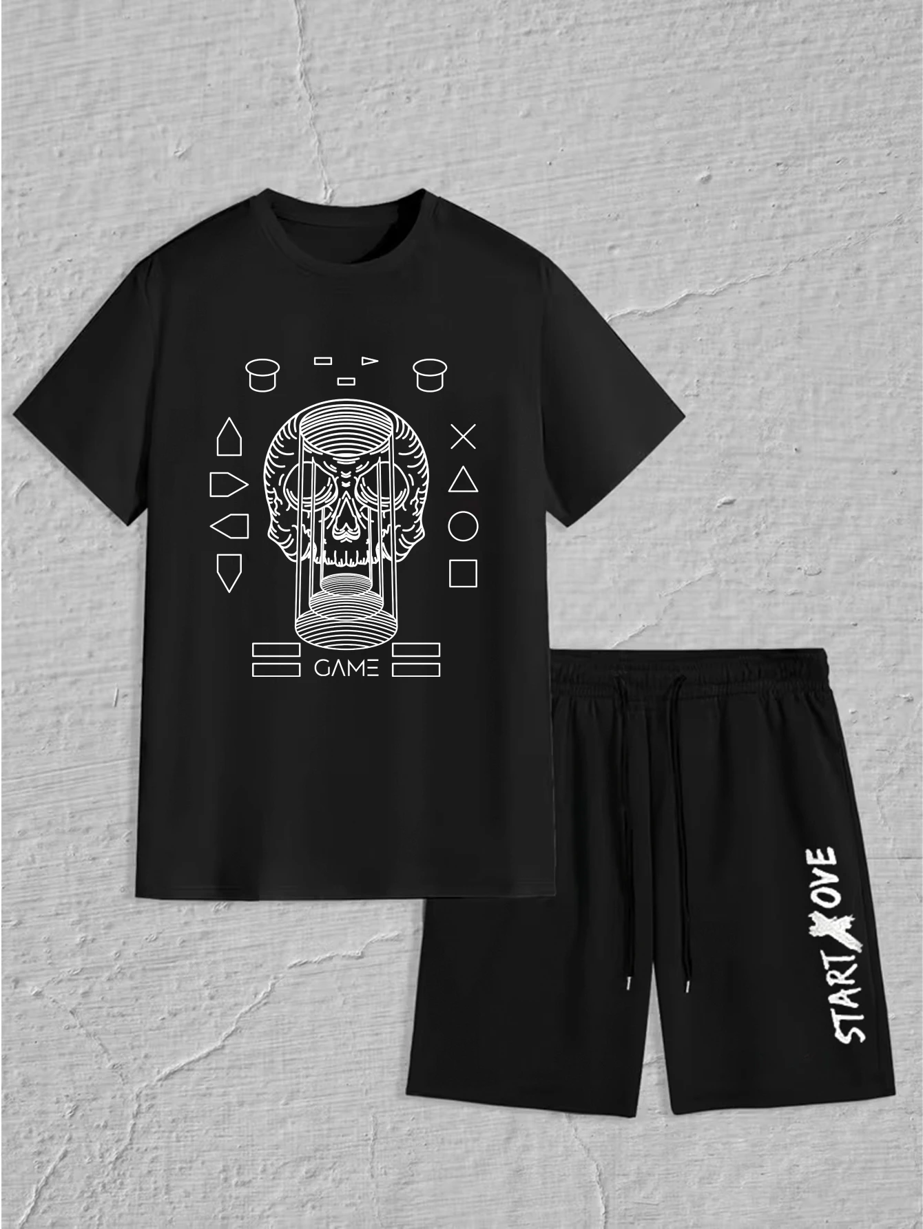 

Мужской комплект 2025 летний комплект одежды с графическим рисунком, комплект тренировочного костюма, мужской спортивный костюм с круглым вырезом с принтом для мужчин, комплект мужской одежды