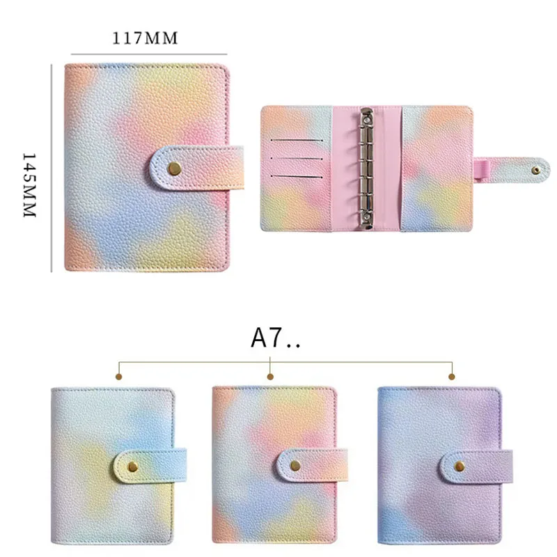 A7 Fantastic Pearl PU Leather Binder Notebook Agenda Planner Cash System Set Money Budget Saving Bill Organizer Binder