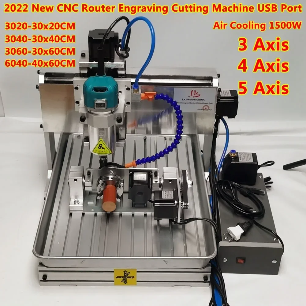 1500W 5 Axis Metal Engraving Machine 6040 4 Axis CNC Router 3040 PCB Engraving 3020 Drilling Milling Machine with Water Tank220V