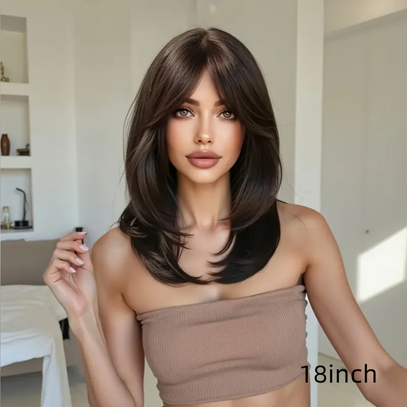 

1 парик из синтетического волокна, подходит для женщин - волнистая форма, подходит для повседневного ношения.