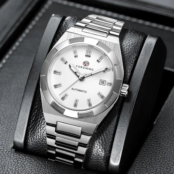 Forsining تصميم التقويم التلقائي الميكانيكية الرجال ساعة اليد العسكرية الذكور على مدار الساعة الراقية العلامة التجارية الفاخرة مقاوم للماء ساعة رجل