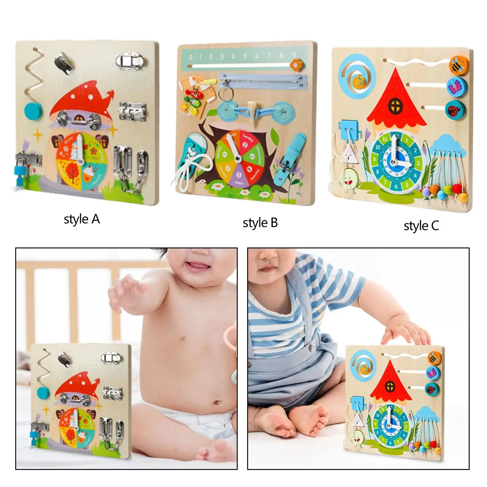 Wooden Busy Board Preschool Preschool Learning Motor Skill Learning Board for