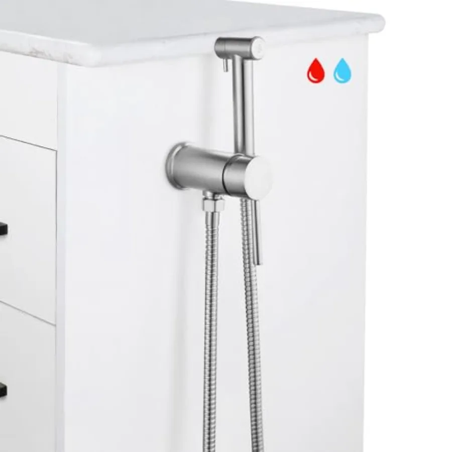

Handheld Bidet Warm Water Sprayer Mounted on The Bathroom Vanity for ToiletHand Held Stainless Steel Hot and Cold Bidet Sprayer