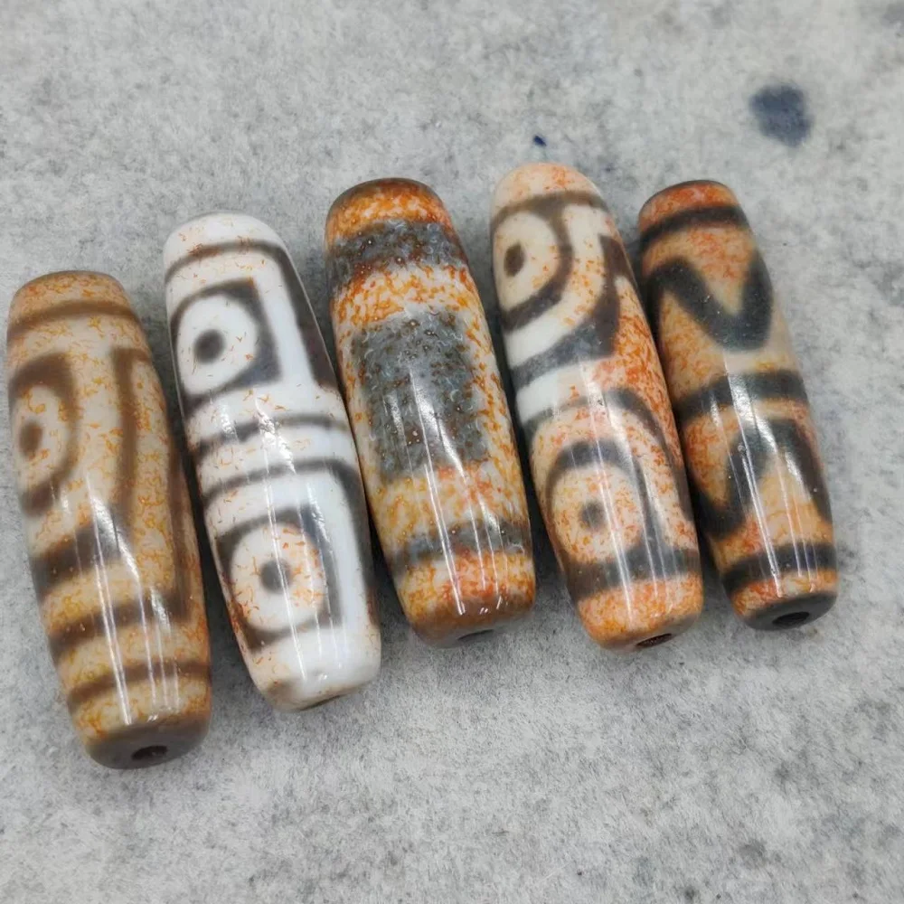 1 pcsXizang Totem Taiwan Infiltration Cinnabar Tribute Oil Lustrous Agate Sky Bead Necklace Pendant DIY Accessories Dzi