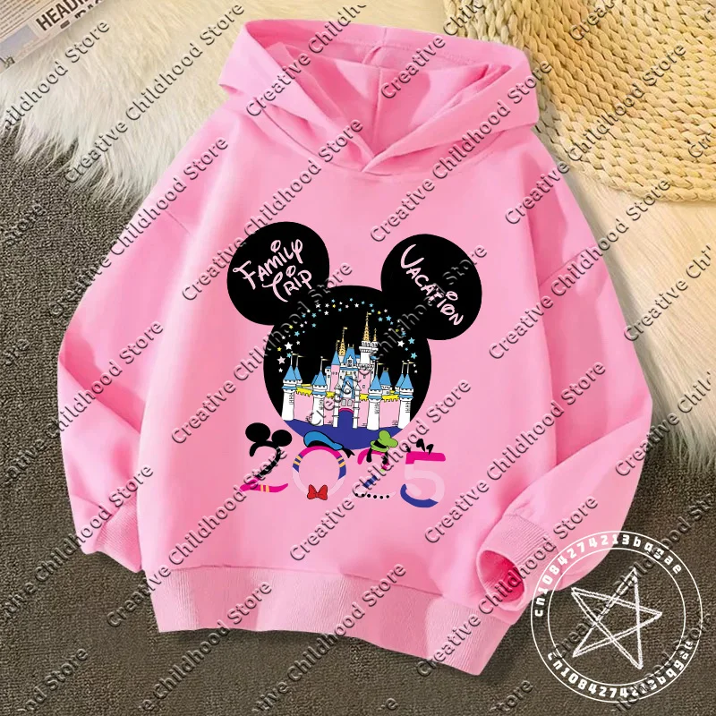 Disneyland Fashion Trip Vacation Clothes Caricature Hoodie Children Top Cartoons Disney Kawaii 2025 Girl Clothes Boy Disney Kids