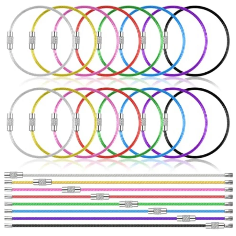 

32 Pack Wire Keychain Cable, Cable Stainless Steel Key Ring, Luggage Tags Loops for Keyrings, Key Tags, Luggage Tags