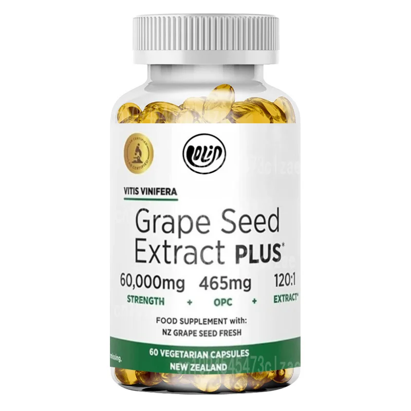 Grape seed extract 500mg contains 93% polyphenols -120:1 60000 mg strength, 60 capsules, polyphenol extract